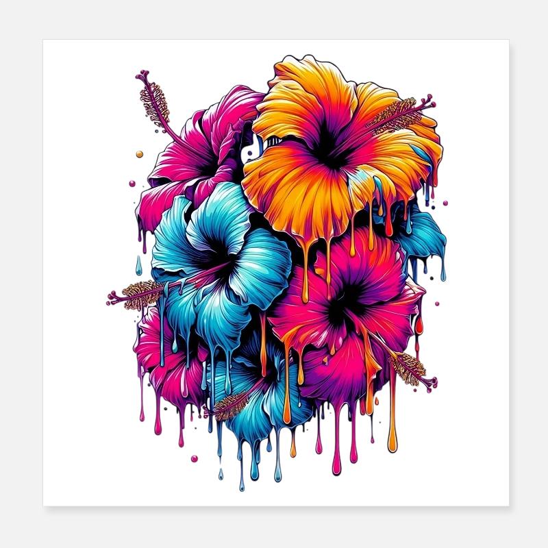 Fleurs d’hibiscus Poster 20 x 20 cm