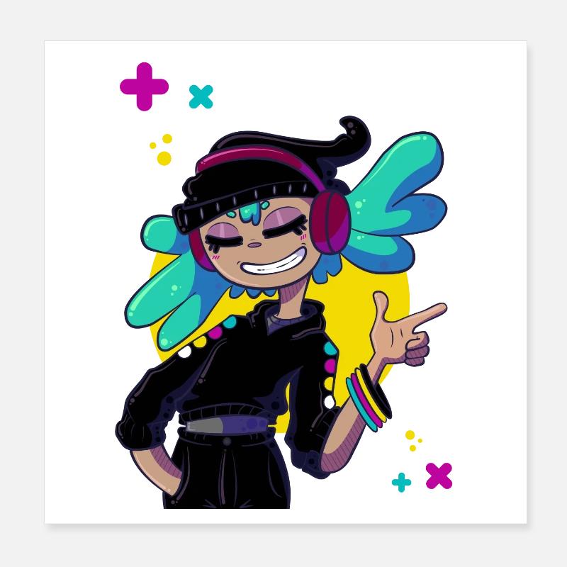 Fille musicale Poster 20 x 20 cm