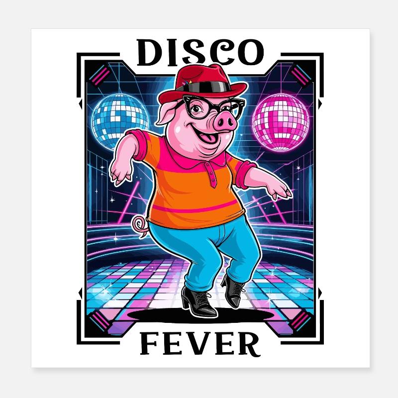 Cochon disco cool Poster 20 x 20 cm