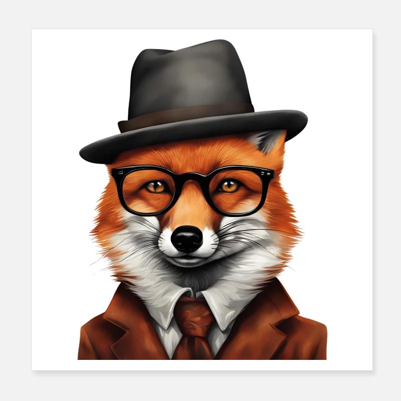 Sherlock Fox en tenue classique Poster 20 x 20 cm