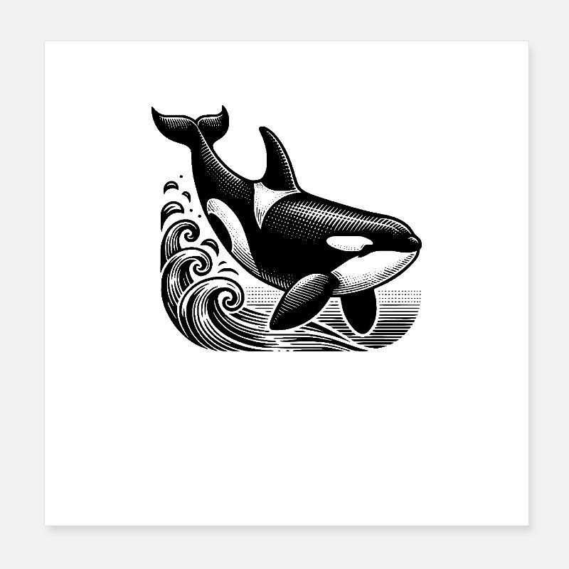 Mächtiger Orca Poster 20x20 cm