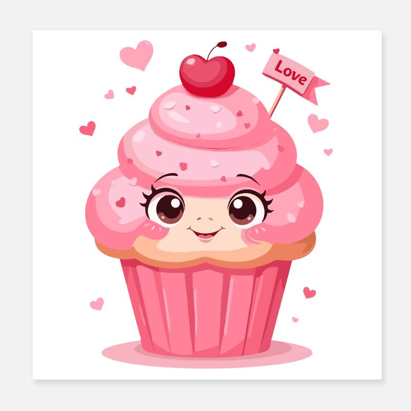 Valentine's Day Muffin Love Poster 8" x 8" (20x20 cm)