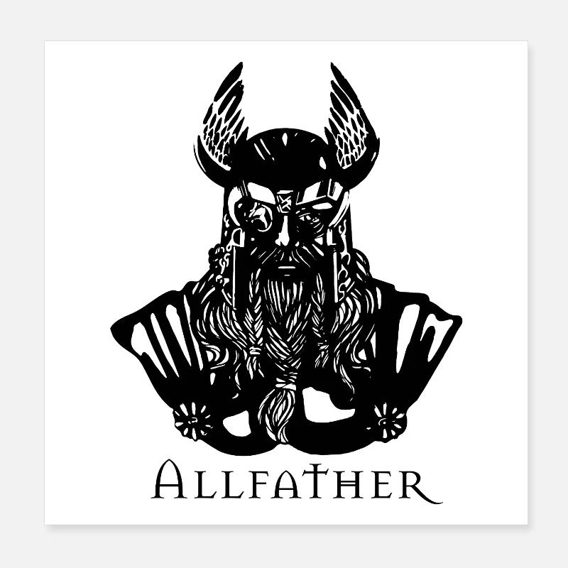 Nordic Warrior Silhouette Poster 8" x 8" (20x20 cm)