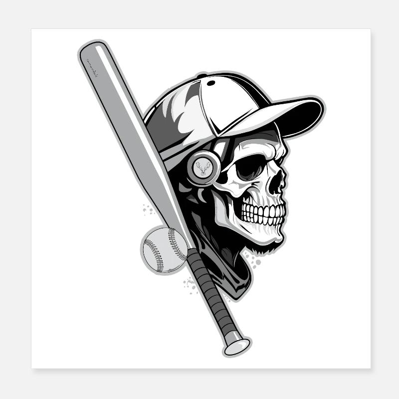 CRÂNE DE BASEBALL Poster 20 x 20 cm
