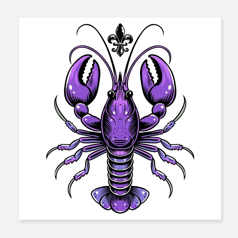 Mardi Gras Languste mit Fleur-de-Lis Design Poster 20x20 cm