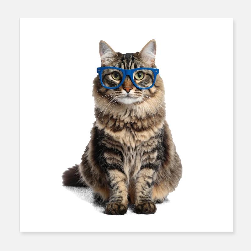 Getigerte Katze m blauer Brille – Good Pet Edition Poster 20x20 cm