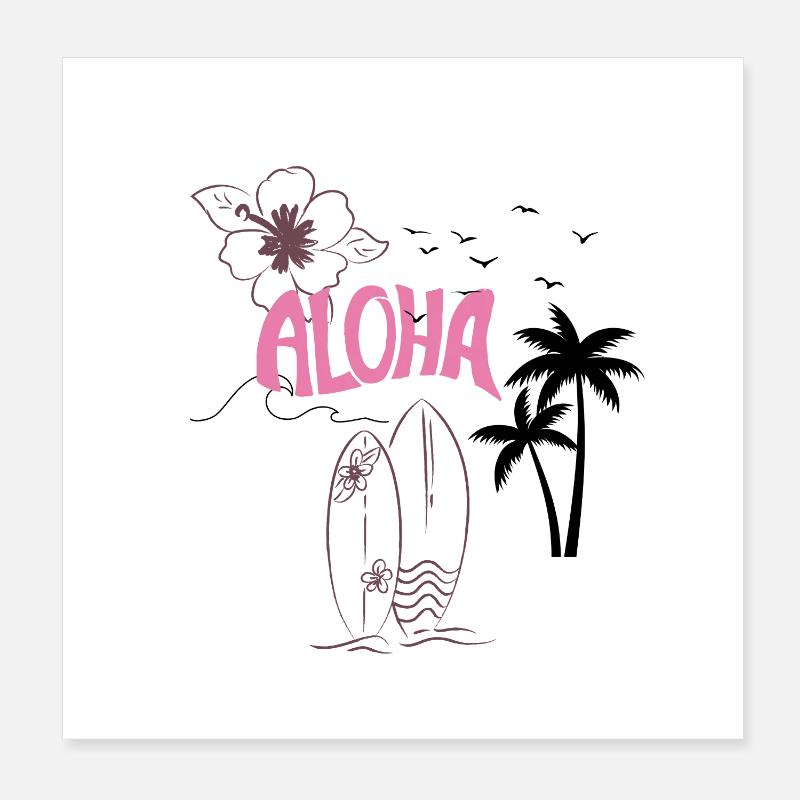 Aloha Surf Beach Design Poster 8" x 8" (20x20 cm)