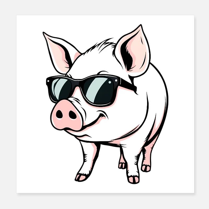 Schwein Poster 20x20 cm