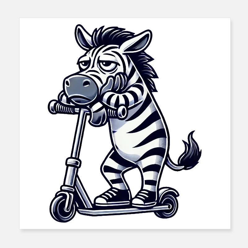 Lustiges Zebra Langeweile Genervt Cartoon Roller Poster 20x20 cm