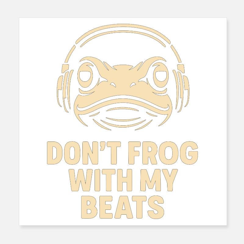 Frosch mit Kopfhörer Poster 20x20 cm