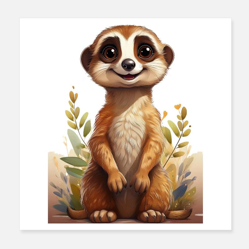 Niedliches Erdmännchen Cartoon Design Poster 20x20 cm