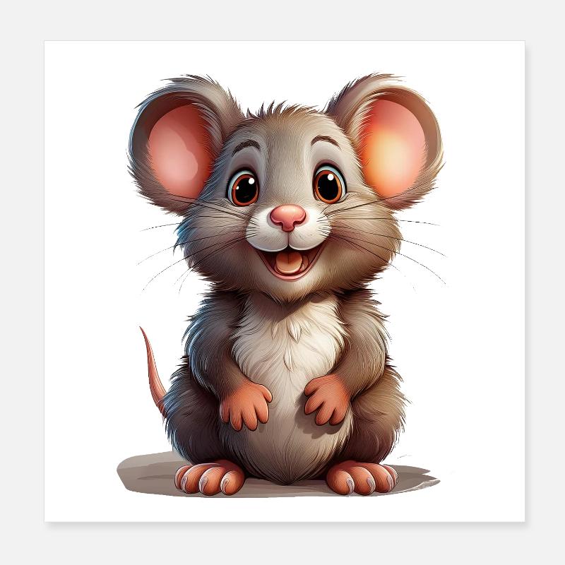 Cute mouse motif with sparkling eyes Poster 8" x 8" (20x20 cm)