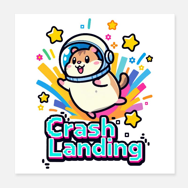 🐹 Hamster Astronaute en Atterrissage Forcé 2 Poster 20 x 20 cm
