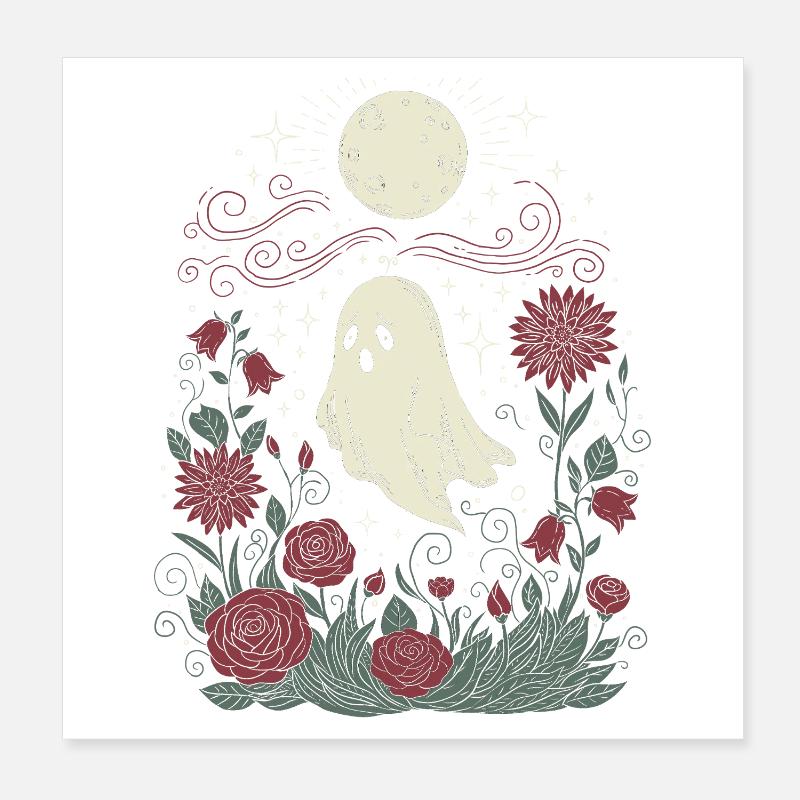 Ghost and roses Poster 8" x 8" (20x20 cm)