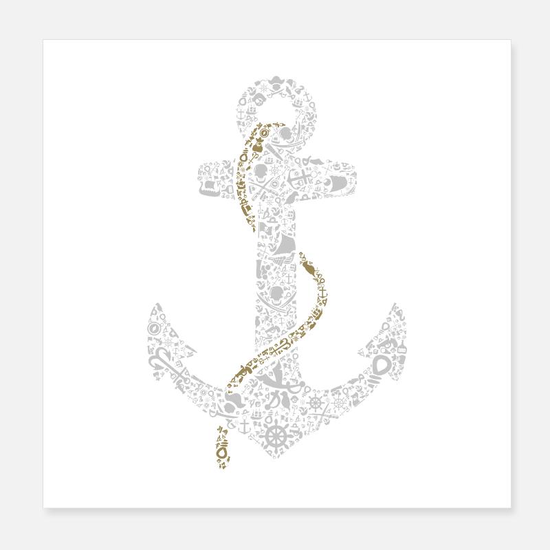 Iconic Nautical Anchor Tee Poster 8" x 8" (20x20 cm)