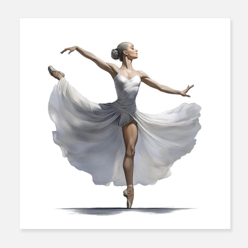 Elegant Ballet Dancer Illustration Poster 8" x 8" (20x20 cm)