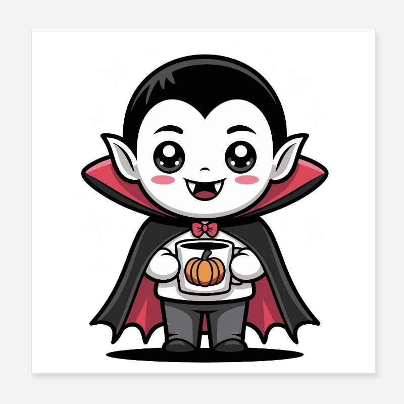 Motif citrouille vampire d'Halloween Poster 20 x 20 cm