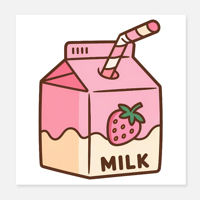 Erdbeer-Milch-Karton Poster 20x20 cm