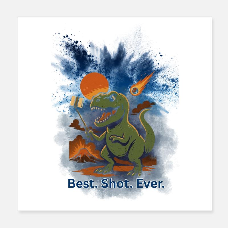 Dinosaurier Meteorit Vulkan  Poster 20x20 cm