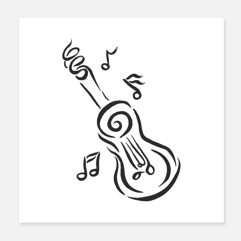 Guitare spirale avec notes Poster 20 x 20 cm