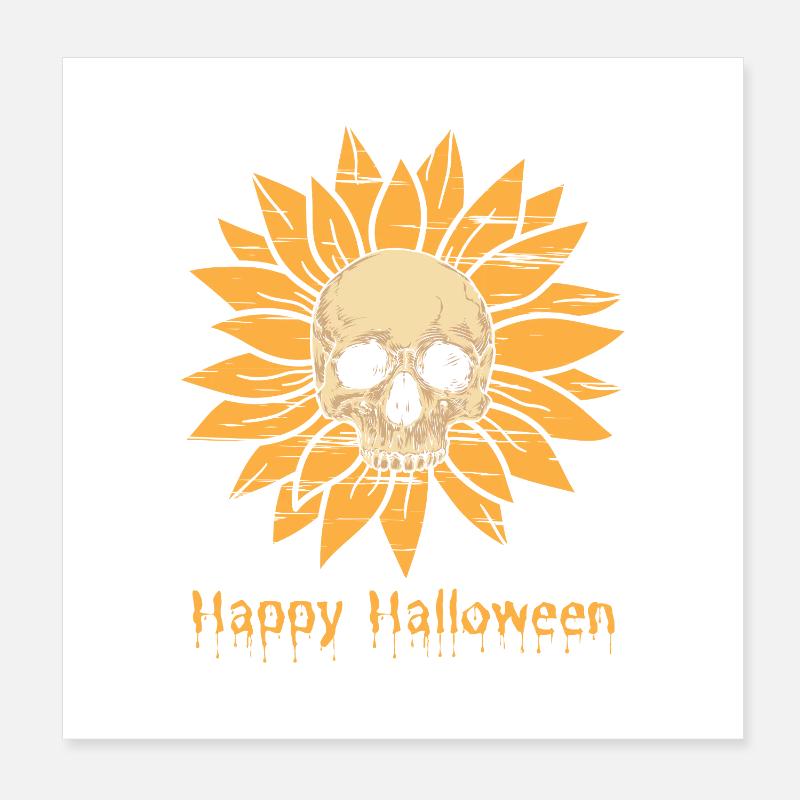 Sunflower Skull Halloween Poster 8" x 8" (20x20 cm)