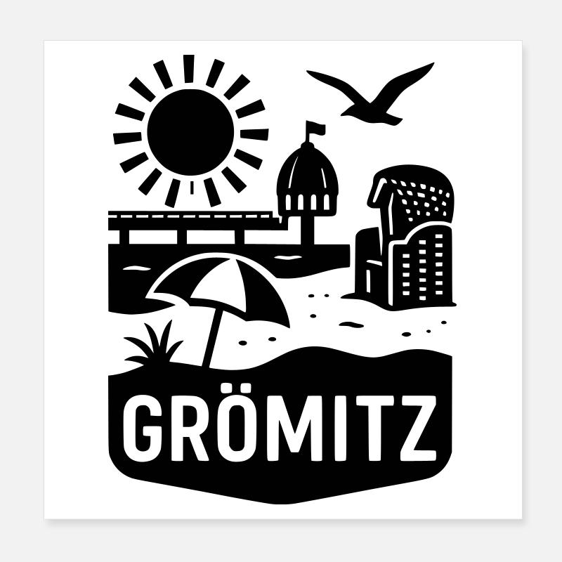 Grömitz Ostsee Urlaub Poster 20x20 cm