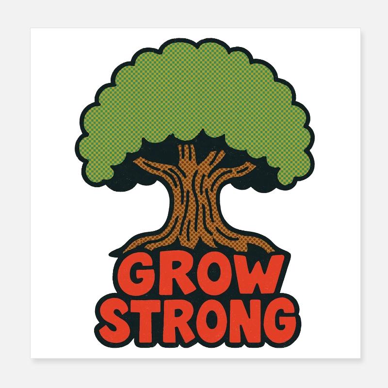 Grow Strong Tree Retro Poster 20x20 cm