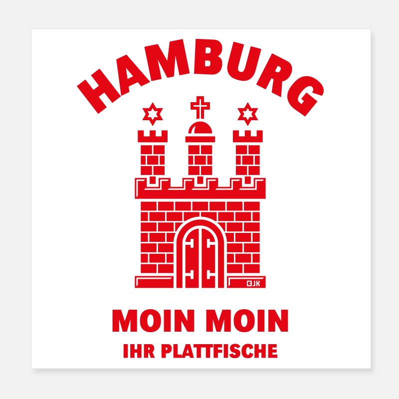 Hamburg – Moin Moin Ihr Plattfische Plattdeutsch R Poster 8" x 8" (20x20 cm)