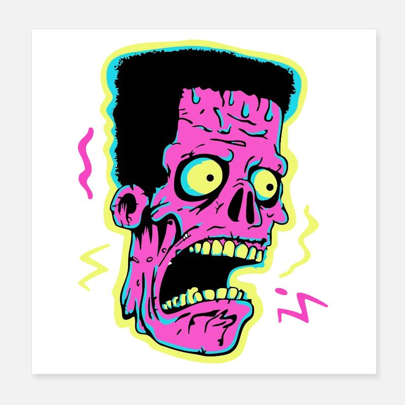 Néon Zombie Screamer Pop Art Poster 20 x 20 cm