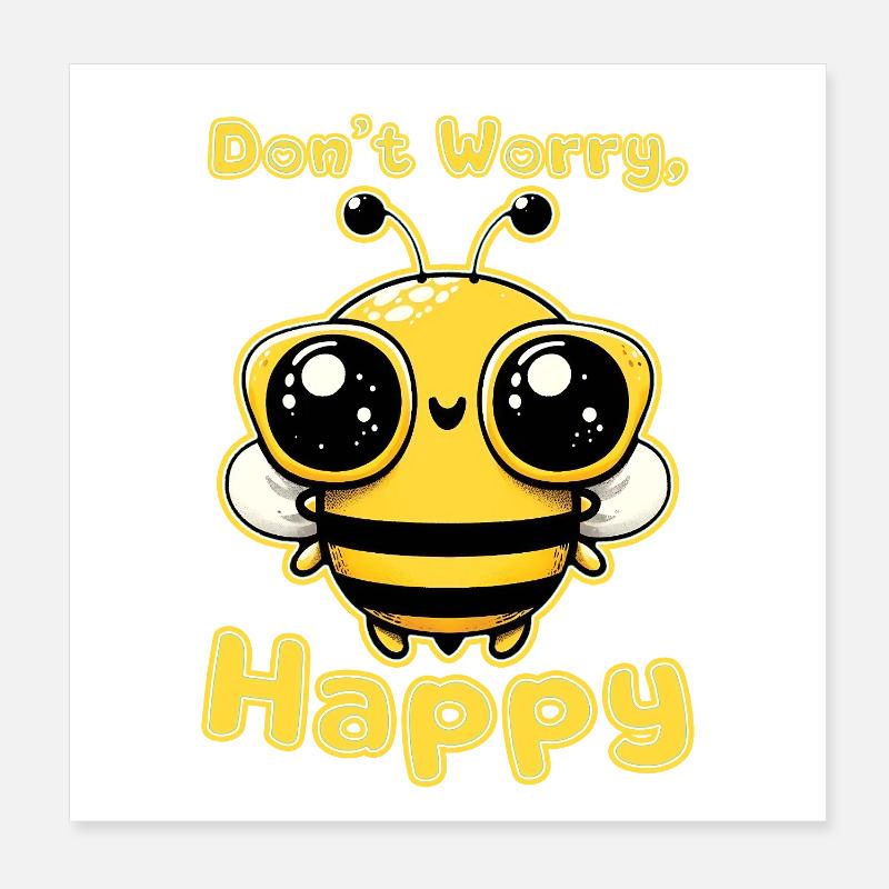 Dont Worry Bee Happy  Poster 8" x 8" (20x20 cm)