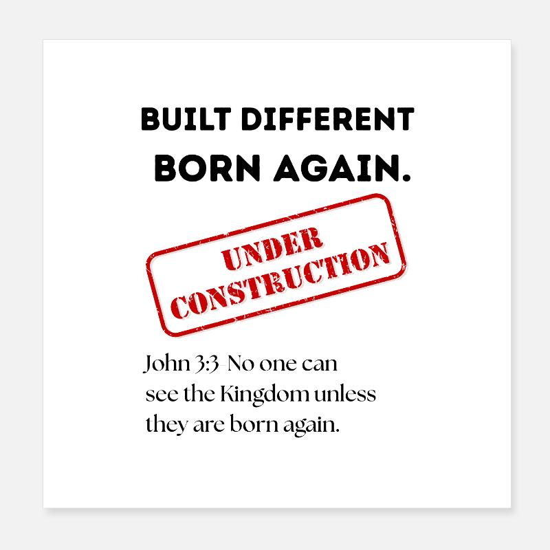 Under Construction Stamp Art. Christian Apparel. Poster 8" x 8" (20x20 cm)
