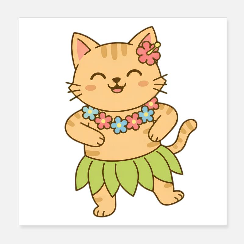 Chat à Hawaï Poster 20 x 20 cm