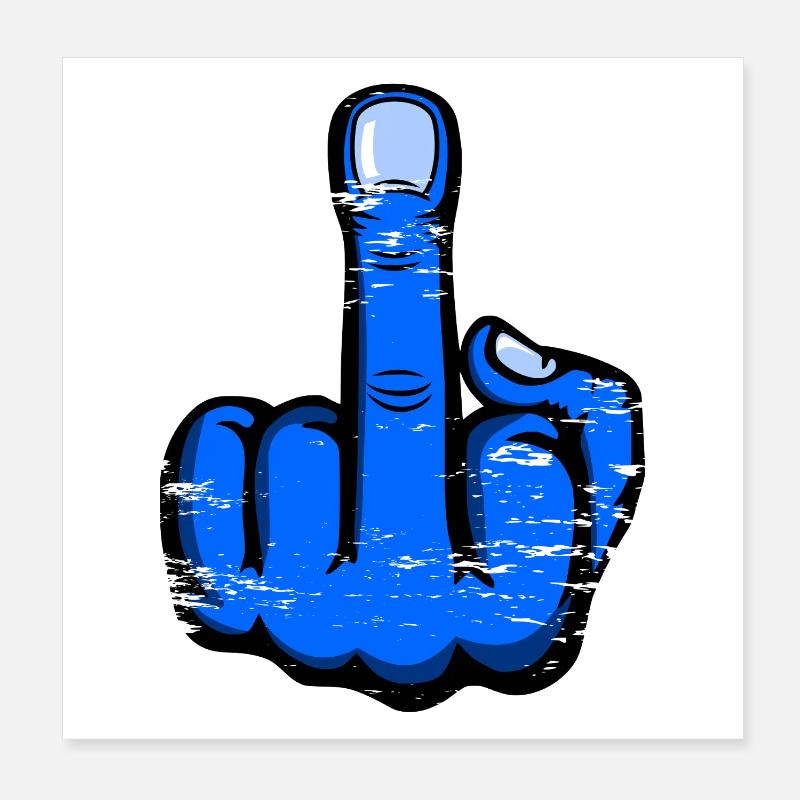 Majeur doigt puant doigt design bleu utilisé Poster 20 x 20 cm