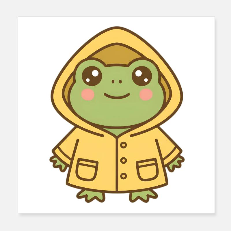 Frog with raincoat Poster 8" x 8" (20x20 cm)