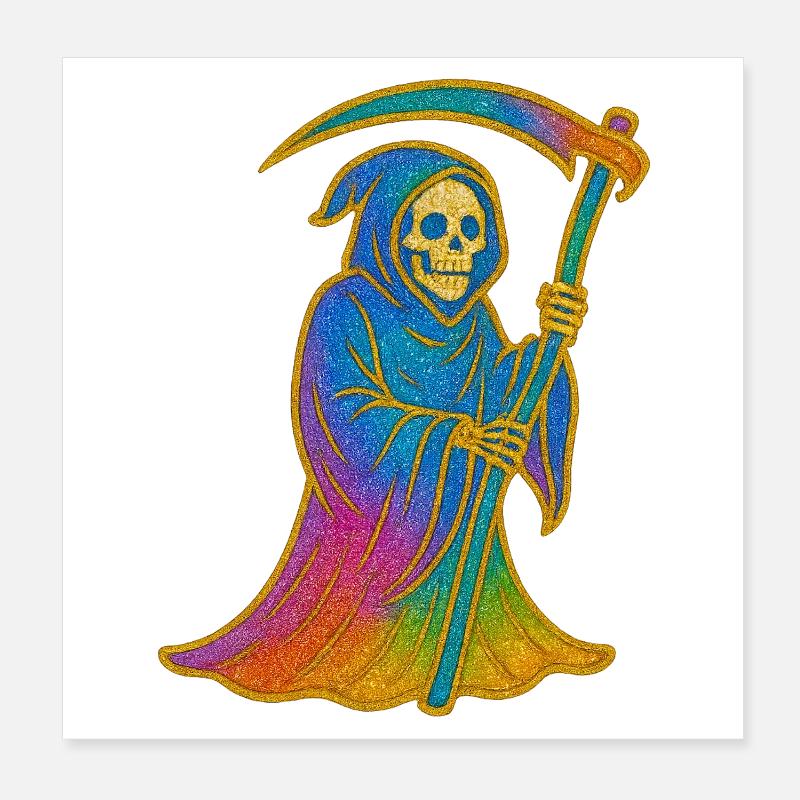 Regenbogen Sensenmann Poster 20x20 cm
