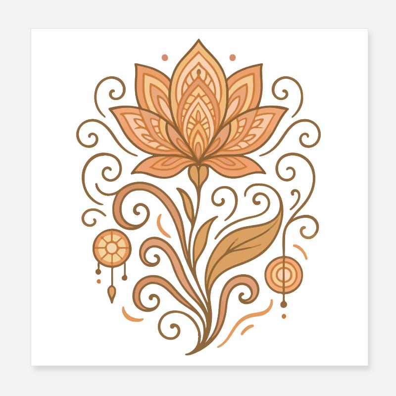 Mandala en fil de lotus doré Poster 20 x 20 cm