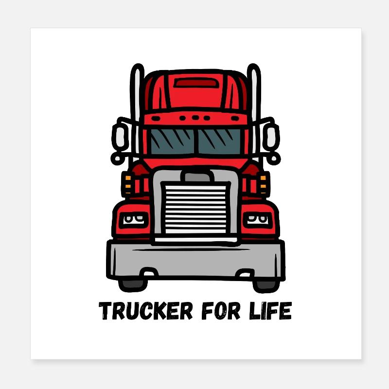 Frontal-LKW-Illustration Poster 20x20 cm