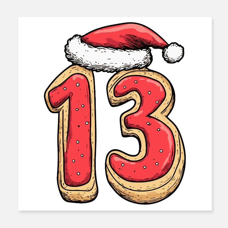 13 Numéro Biscuit Noël Poster 20 x 20 cm