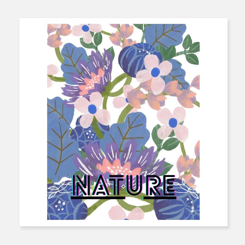 Motif de fleur néon de la nature Poster 20 x 20 cm