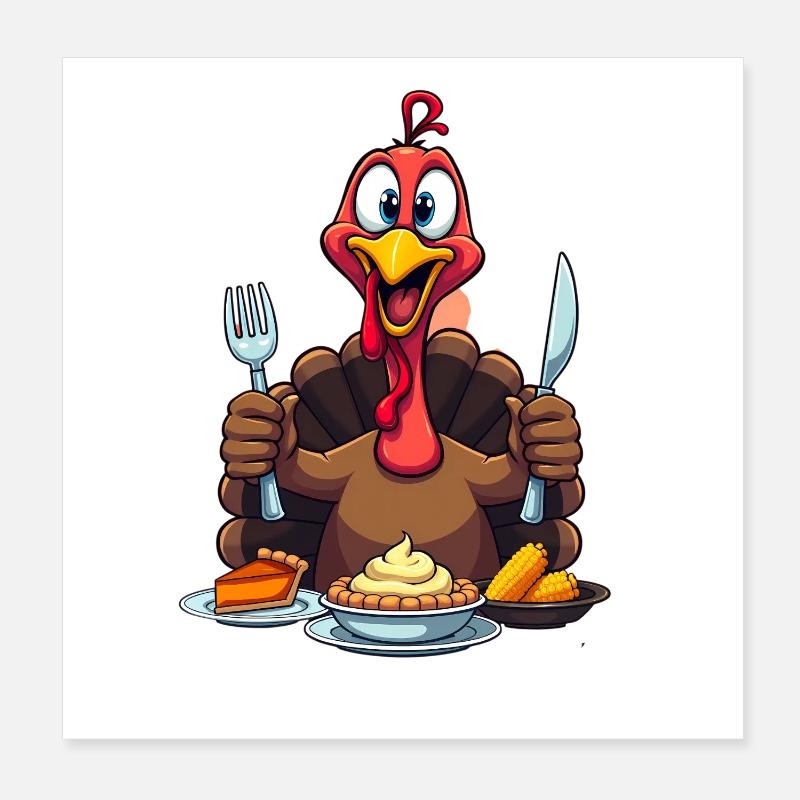 Thanksgiving Drôle Dinde de Thanksgiving Poster 20 x 20 cm
