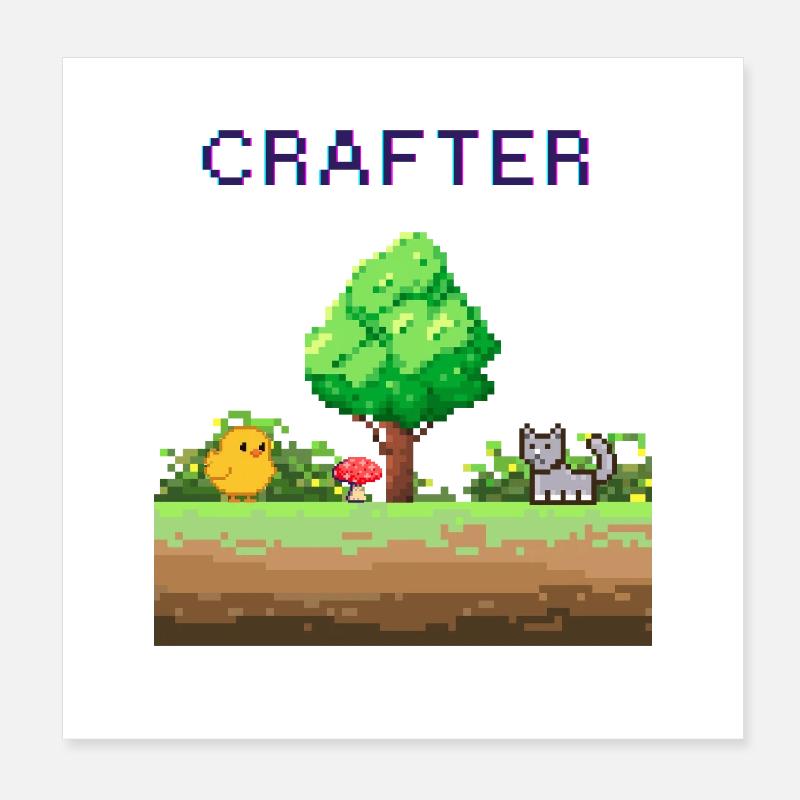 Aventure en forêt de Pixel Crafter Poster 20 x 20 cm
