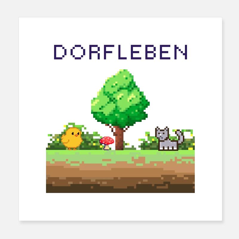 Dorflleben Pixelwelt Poster 20x20 cm