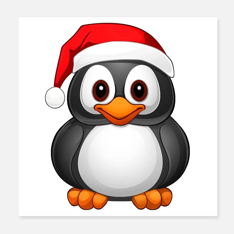 Penguin Christmas Poster 8" x 8" (20x20 cm)