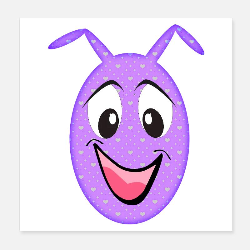 Lila Herzchen Spaßgesicht Poster 20x20 cm