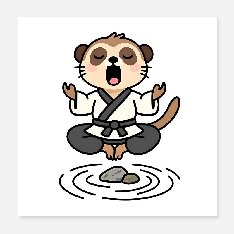 Suricate en kimono Zen Méditatif Poster 20 x 20 cm