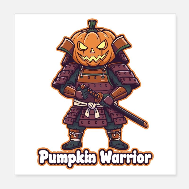 Pumpkin Warrior im Samurai Armor Poster 20x20 cm