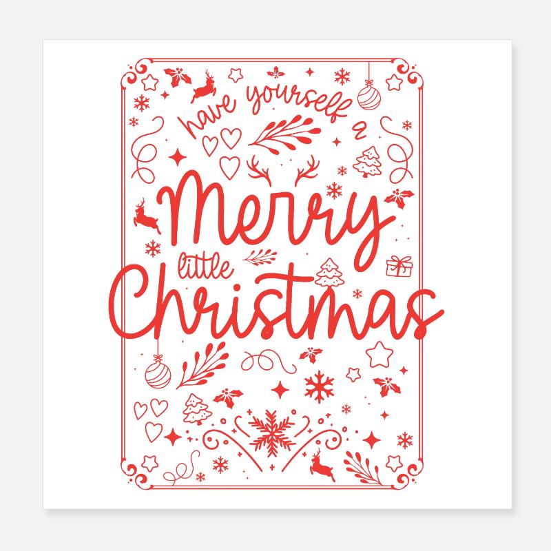 Merry Christmas Red Script - Poster 8" x 8" (20x20 cm) - white