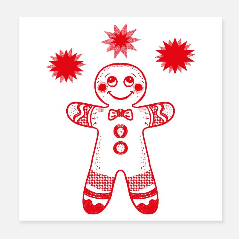 Lebkuchenmann mit Sternen Poster 20x20 cm