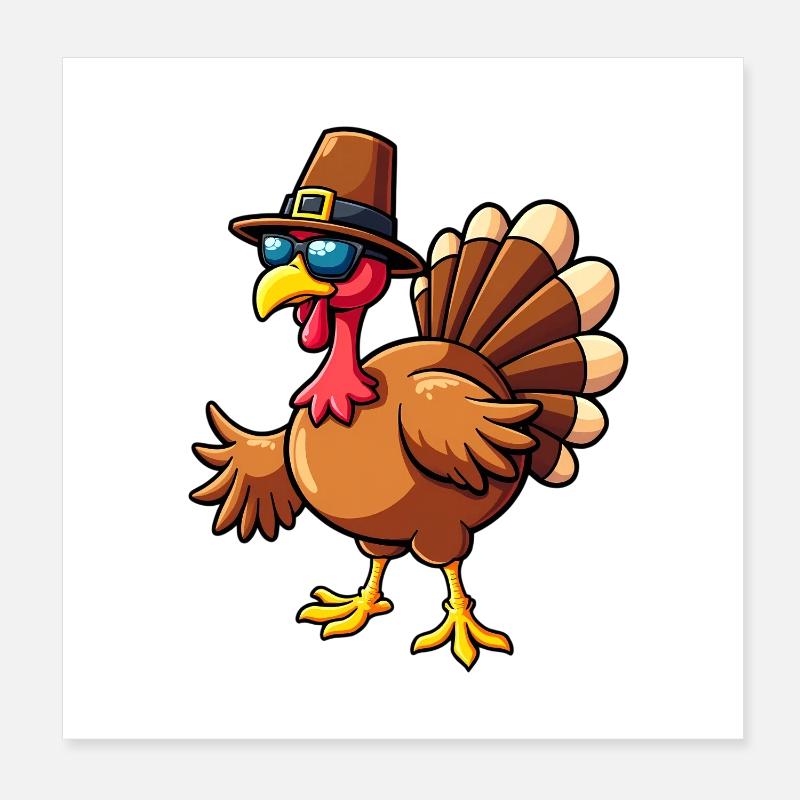 Thanksgiving Drôle Dinde de Thanksgiving Poster 20 x 20 cm
