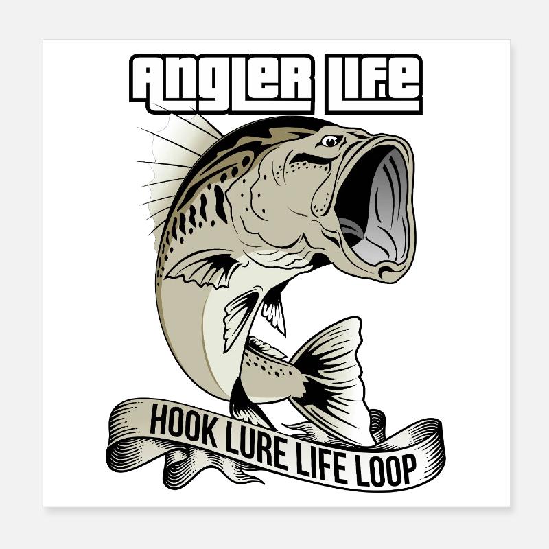 Anglerleben | Hook Lure Lebensschleife Poster 20x20 cm